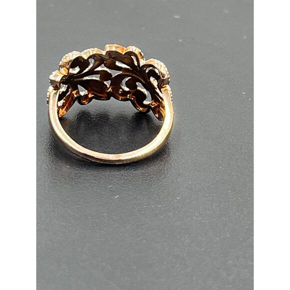 D'Joy Sterling Silver Rose Gold Fleur-de-Lis Diamond Accent Flower Ring Size 8.5 - Picture 5 of 8